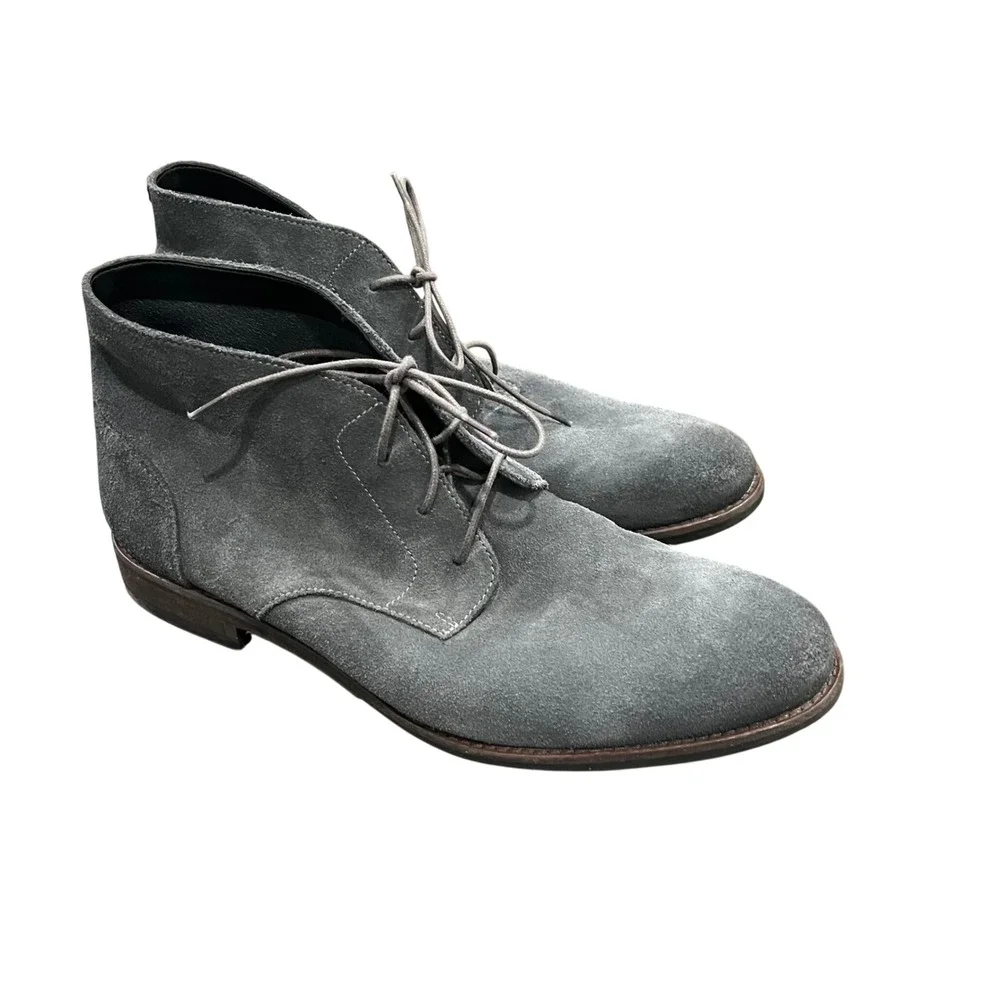 Clarks Flow Top Chukka Boots Mens 11 Blue Grey Suede Cushion Plus Desert Leather